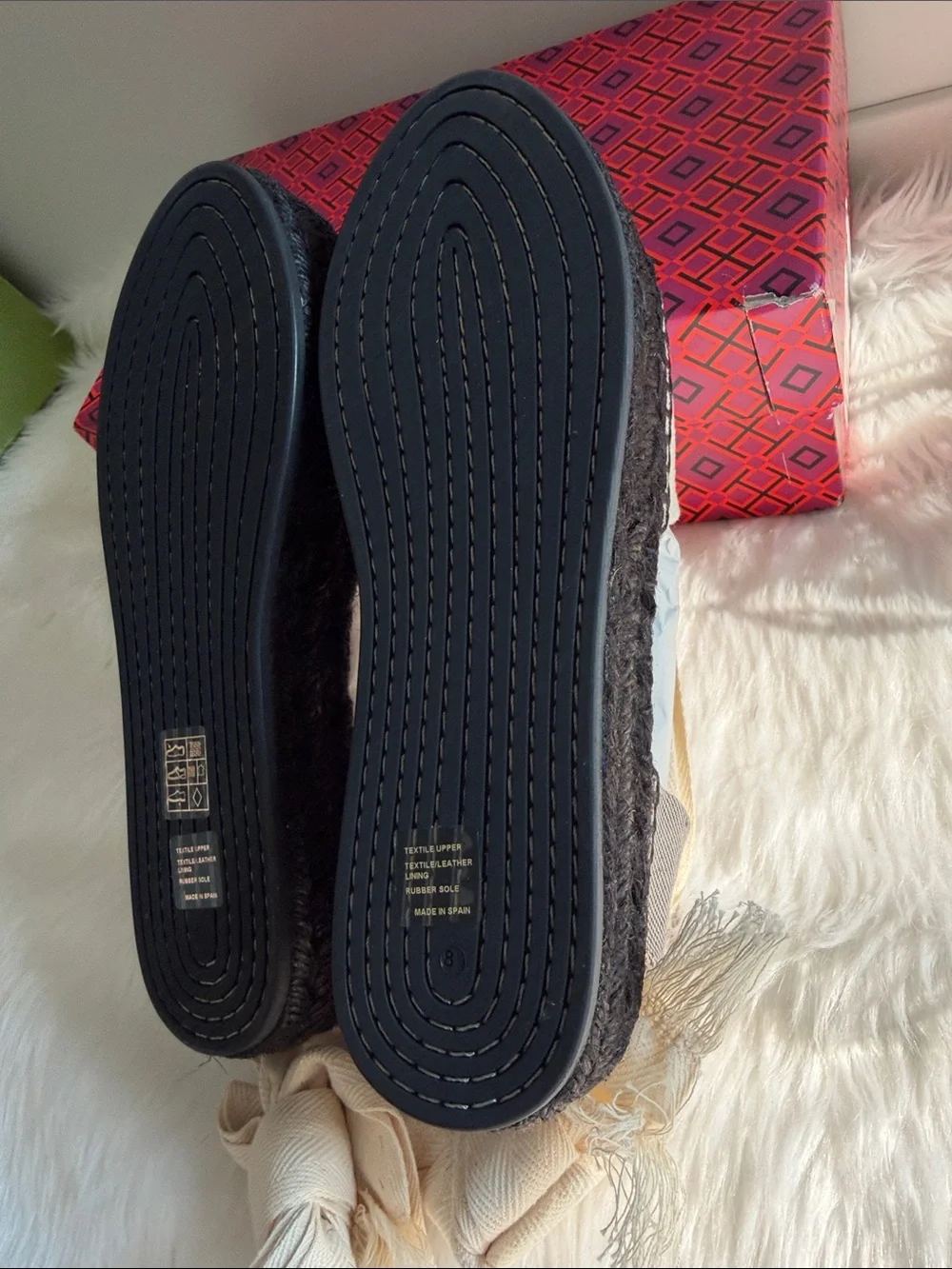 Tory Burch Black/Natural Ankle Wrap Woven Double T Espadrille